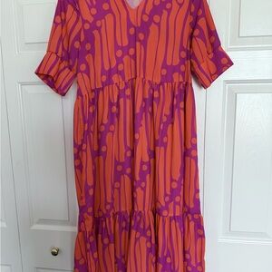Bold Orange and Purple Patterned Dress